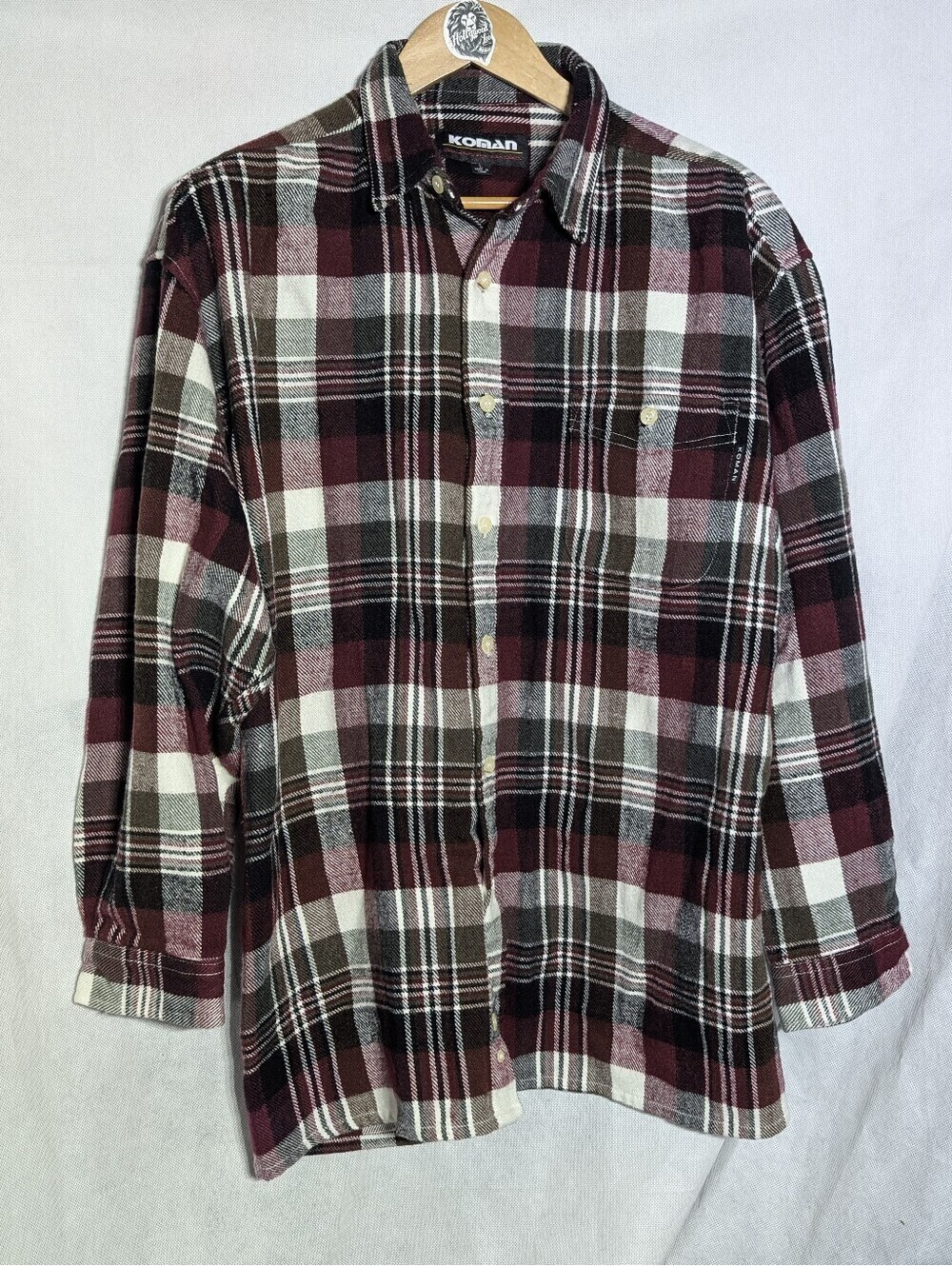 Koman Modern Classics Men's Plaid Button Down Shirt Size Large Long Sleeve